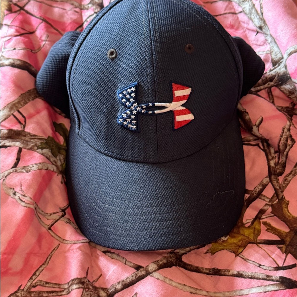 Under Armour Navy Baseball Cap with American Flag Logo